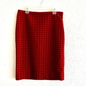 Outback Red Embroidered Polka Dot Lightweight Pencil Skirt